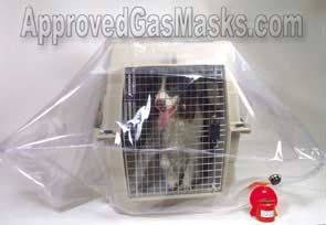 Pet Safe provides an excellent protection shield for dogs, cats or other animals against NBC weapons using the same principal as a gas mask or protective enclosure.