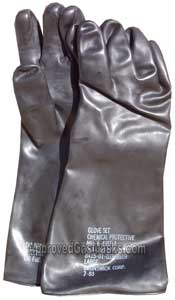 Military spec NBC Butyl rubber gloves offer the highest levels of chemical protection on the market