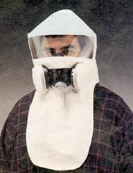 Protective respirator hood for use with NBC gas masks